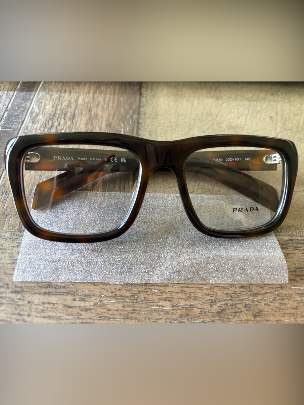 Prada Brown Tortoiseshell Square Acetate Glasses NWOT